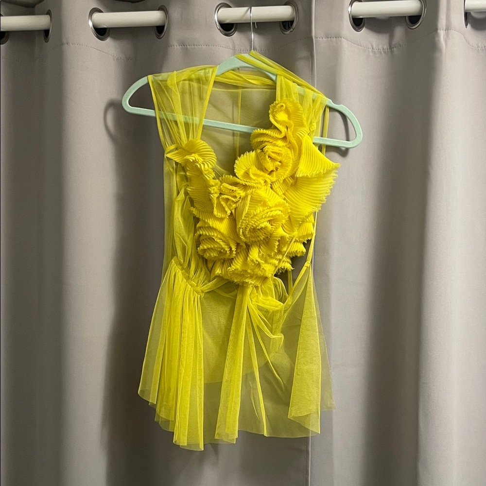 BCBGMaxAzria Yellow Sheer Top